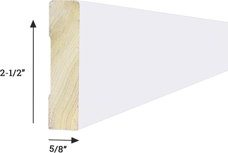 The Millwork Outlet 2-1/2" Casing Moulding, Modern Craftsman Style, Primed Fingerjoint Poplar, 5/8" x 2-1/2" x 84", - Image 2
